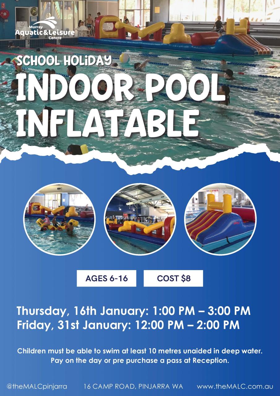 Red and yellow pool inflatable with small slide and obstacles